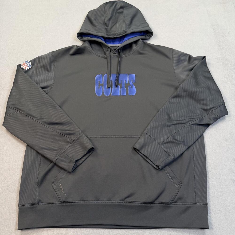 Indianapolis Colts Hoodie Mens Large Gray NFL Football Nike Therma Fit